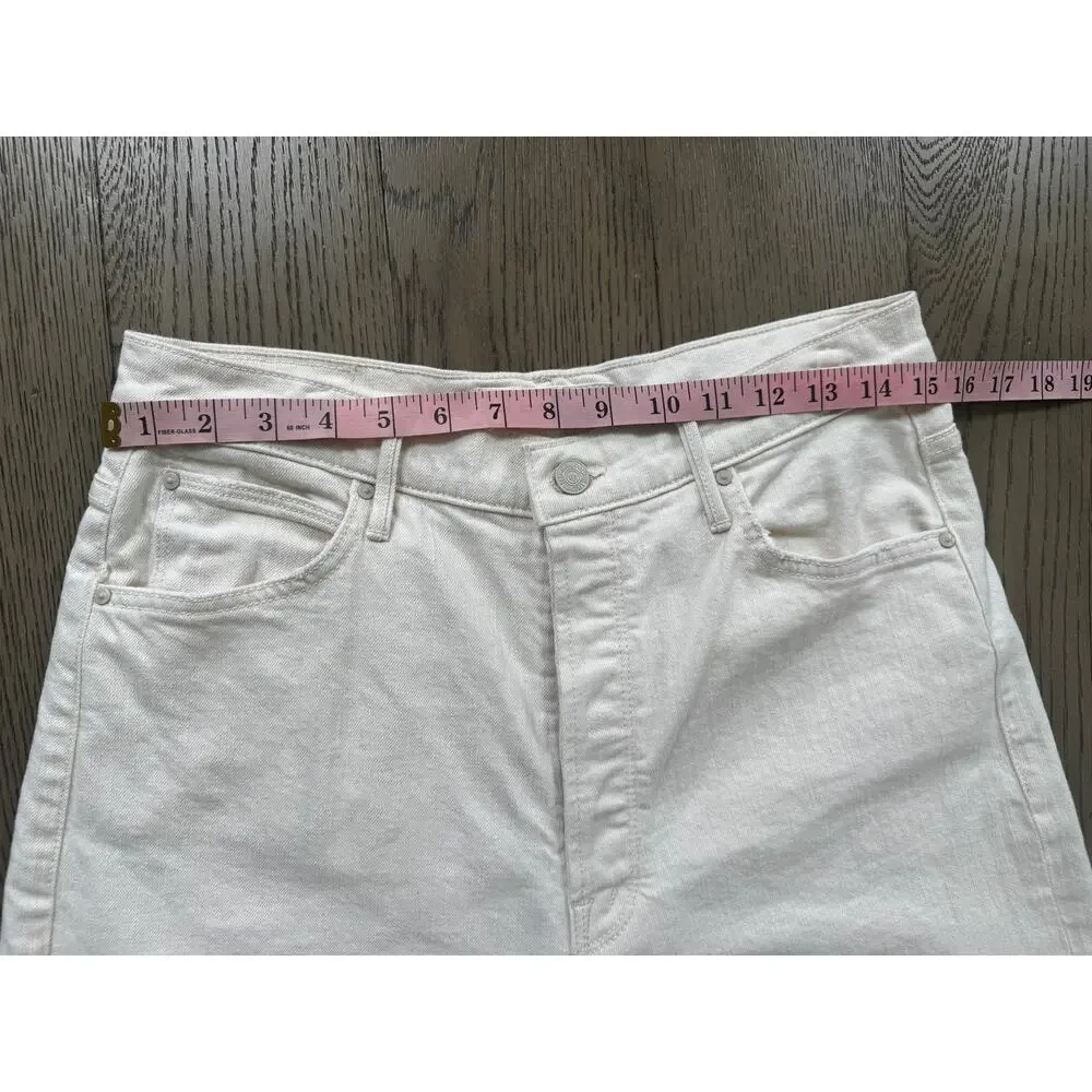 MOTHER The Spitfire Ankle Cuff Jeans White Size 28 High Rise